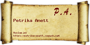 Petrika Anett névjegykártya